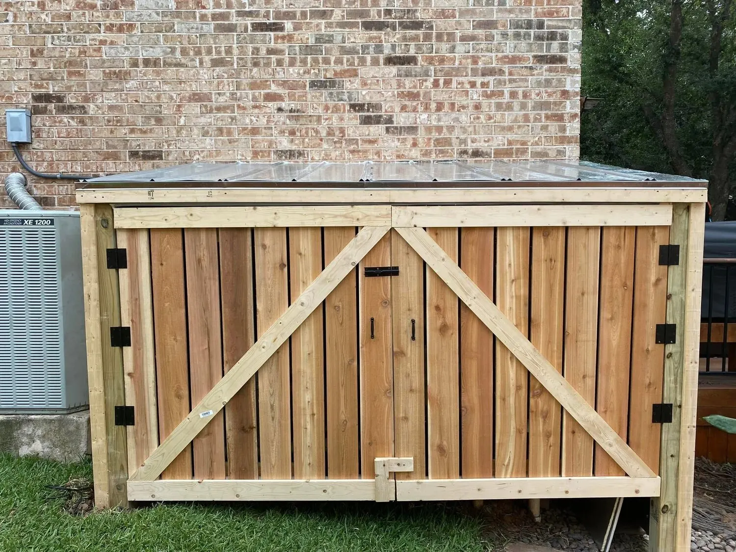 Pool equipment after custom wood enclosure