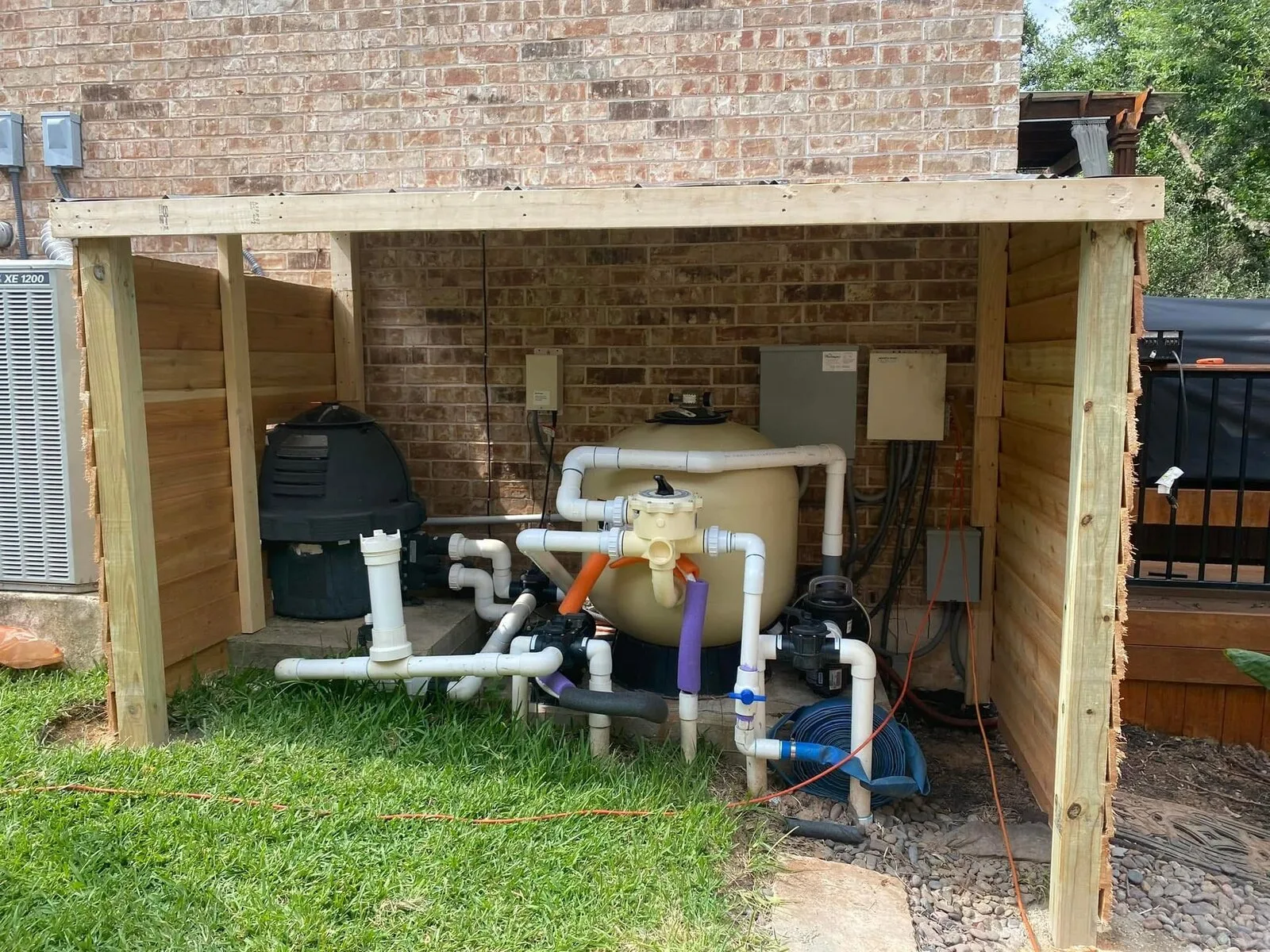 Custom pool equipment enclosure open / build view IMG_4534